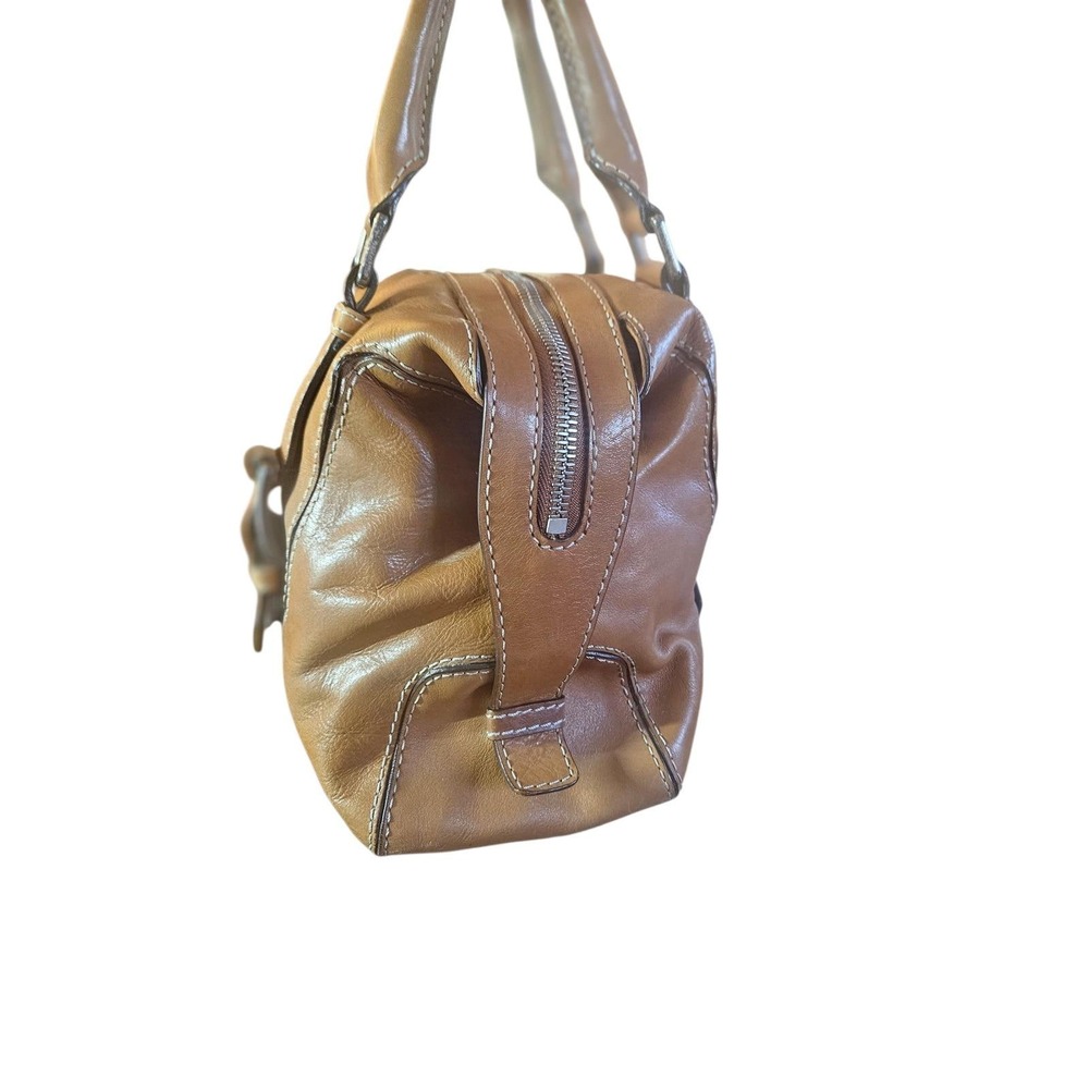 Michael Kors Tan Leather Satchel Handbag Buckle Detail Bowler Bag - Picture 5 of 11